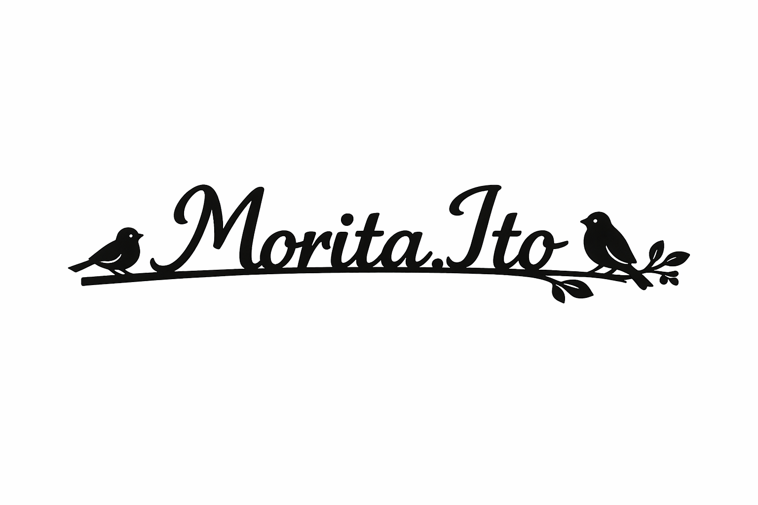 AIで作るMorita.Ito表札の例｜二世帯×北欧カフェ風・鳥のデザイン - 大円商店