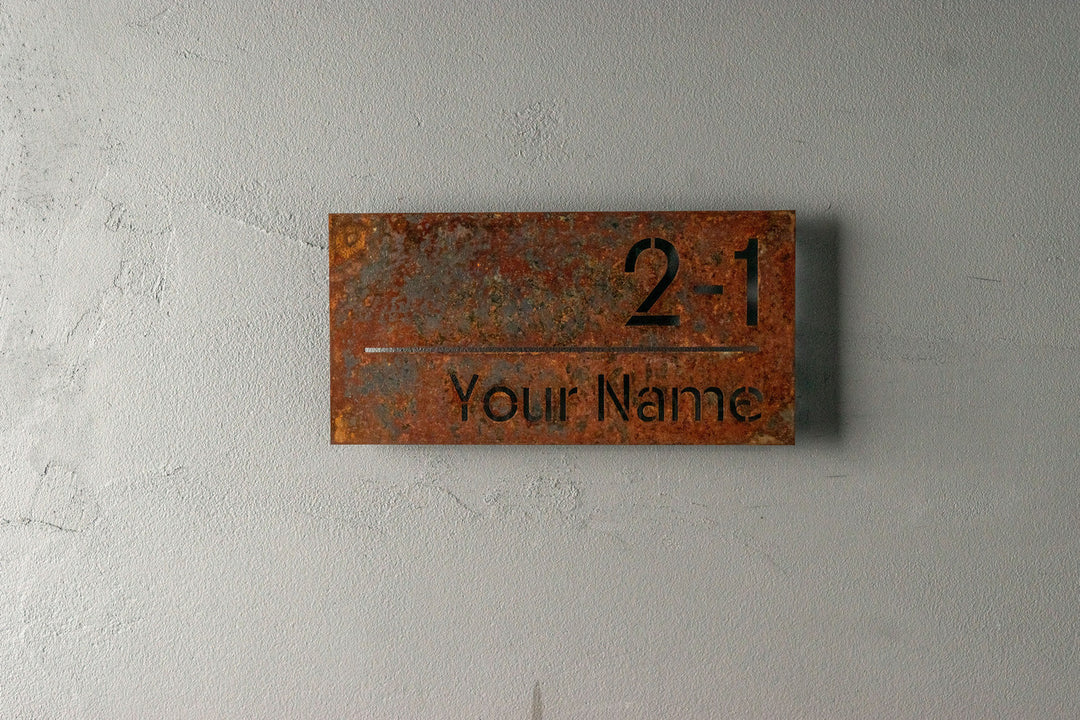 サビ鉄板表札【錆彩】アイアンプレート｜さび｜インダストリアル｜個性的｜オーダーメイド