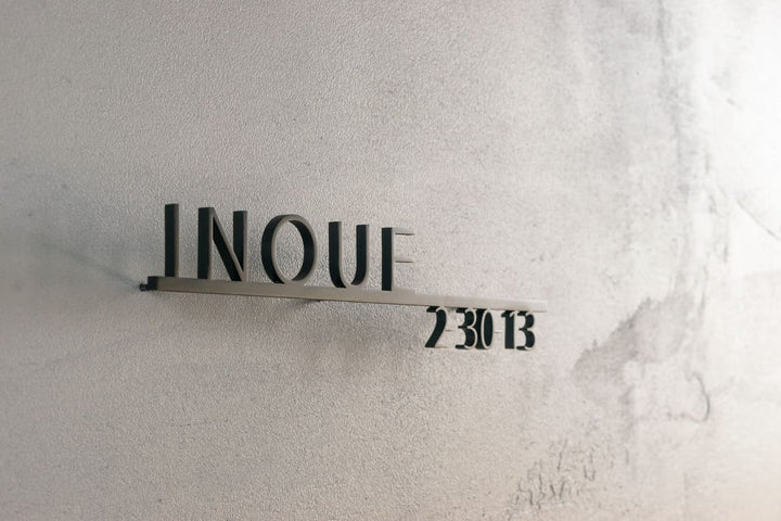 6mm厚 番地付きステンレス表札【Avenir add】マットブラック｜切り文字｜オーダーメイド｜肉厚