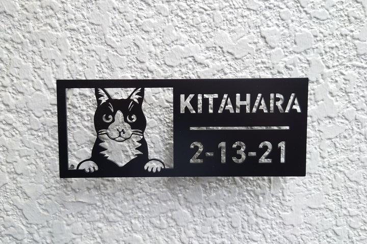 愛猫の写真で作る猫の表札【Nekoko 02】オーダーメイド ステンレス製