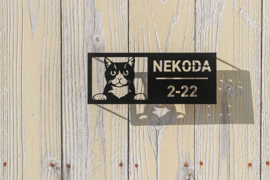愛猫の写真で作る猫の表札【Nekoko 02】オーダーメイド ステンレス製