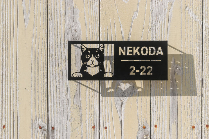 愛猫の写真で作る猫の表札【Nekoko 02】オーダーメイド ステンレス製