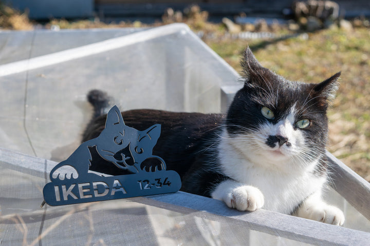 愛猫の写真で作る猫の表札【Nekoko 03】オーダーメイド ステンレス製