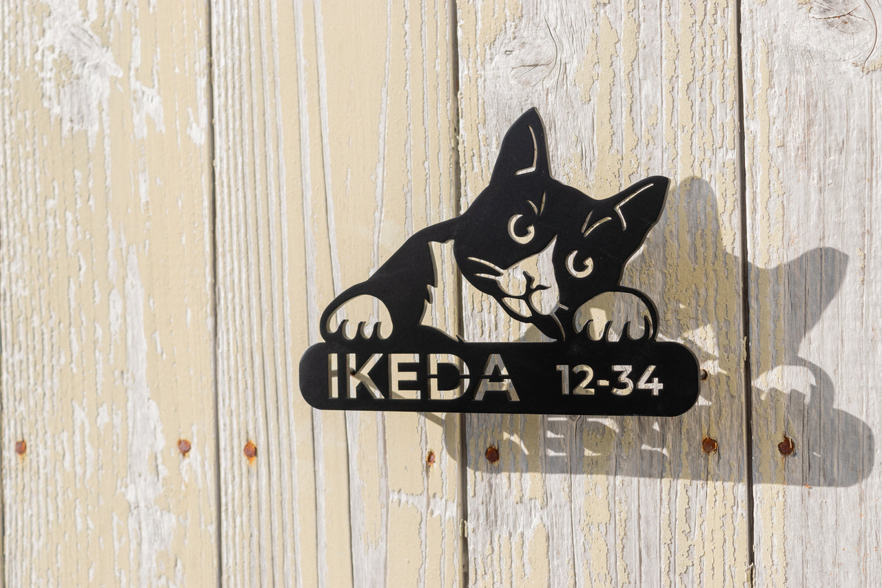 愛猫の写真で作る猫の表札【Nekoko 03】オーダーメイド ステンレス製