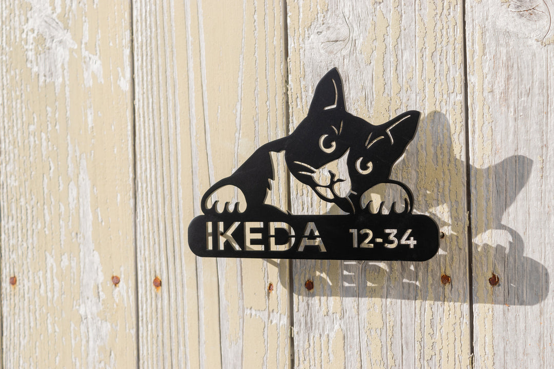 愛猫の写真で作る猫の表札【Nekoko 03】オーダーメイド ステンレス製