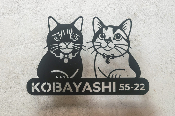 愛猫の写真で作る猫の表札【Nekoko 03】オーダーメイド ステンレス製