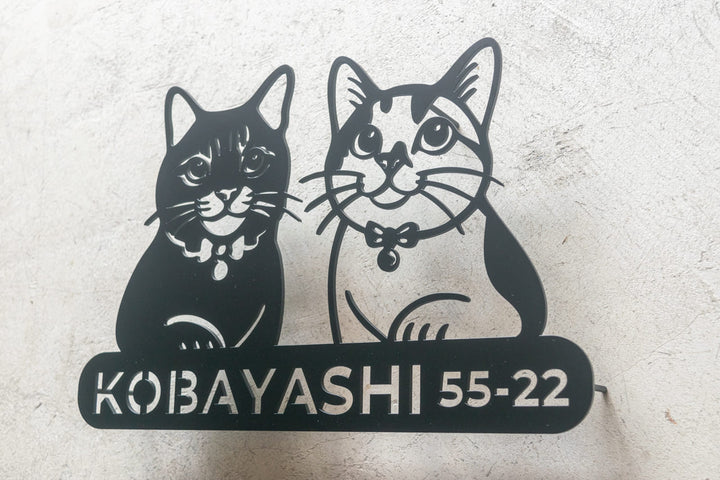 愛猫の写真で作る猫の表札【Nekoko 03】オーダーメイド ステンレス製