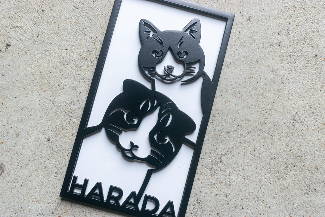 愛猫の写真で作る猫の表札【Nekoko 01】オーダーメイド ステンレス製