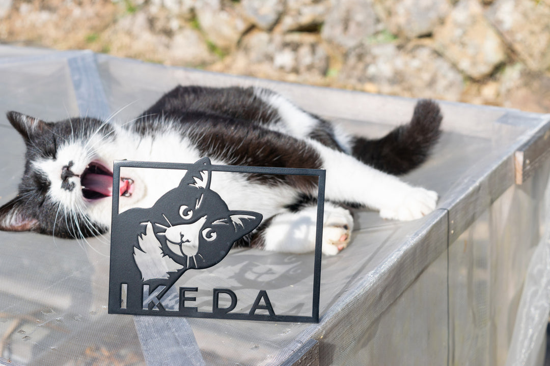 愛猫の写真で作る猫の表札【Nekoko 01】オーダーメイド ステンレス製