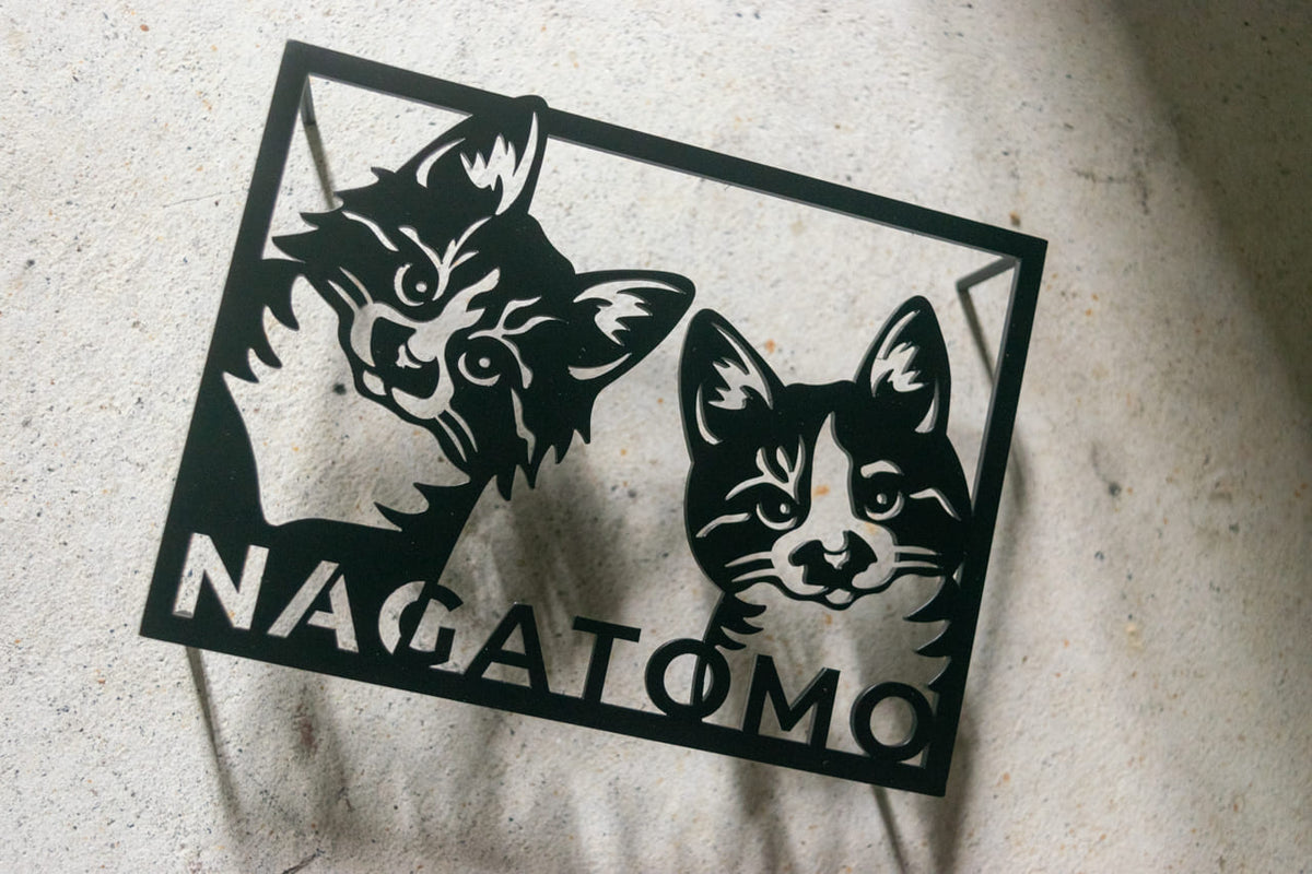 2匹の愛猫の写真から制作したオーダーメイド猫表札