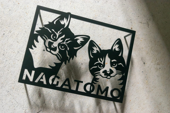 愛猫の写真で作る猫の表札【Nekoko 01】オーダーメイド ステンレス製