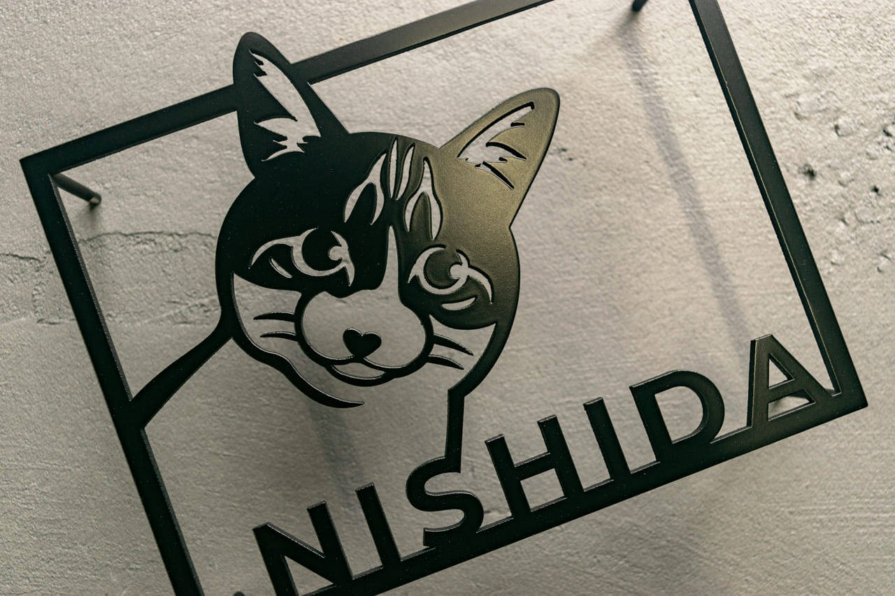 愛猫の写真で作る猫の表札【Nekoko 01】オーダーメイド ステンレス製