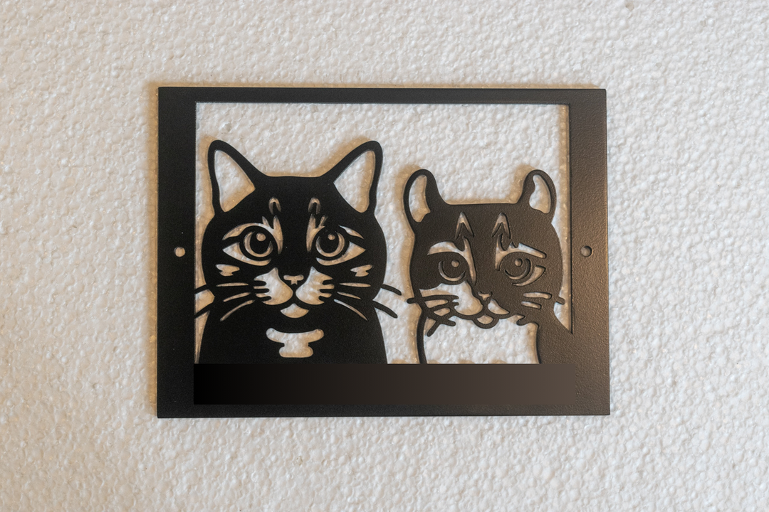 愛猫の写真で作る猫の表札【Nekoko 01】オーダーメイド ステンレス製