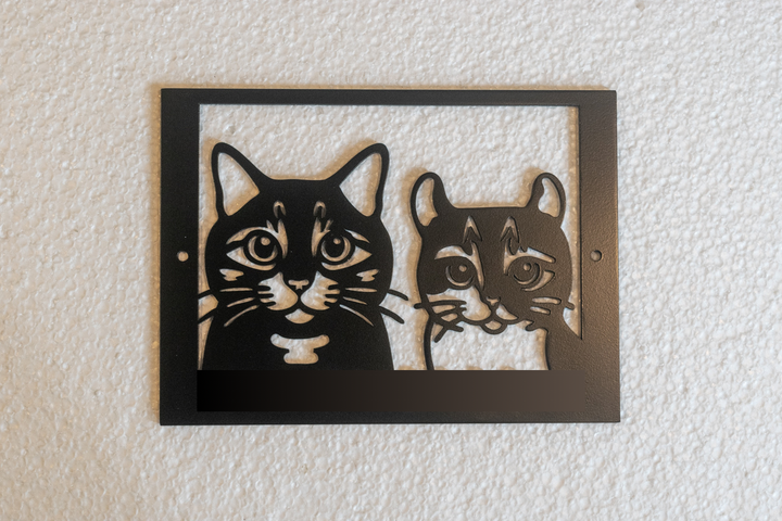 愛猫の写真で作る猫の表札【Nekoko 01】オーダーメイド ステンレス製