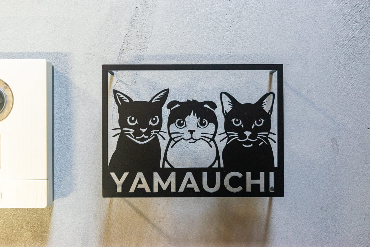 愛猫の写真で作る猫の表札【Nekoko 01】オーダーメイド ステンレス製