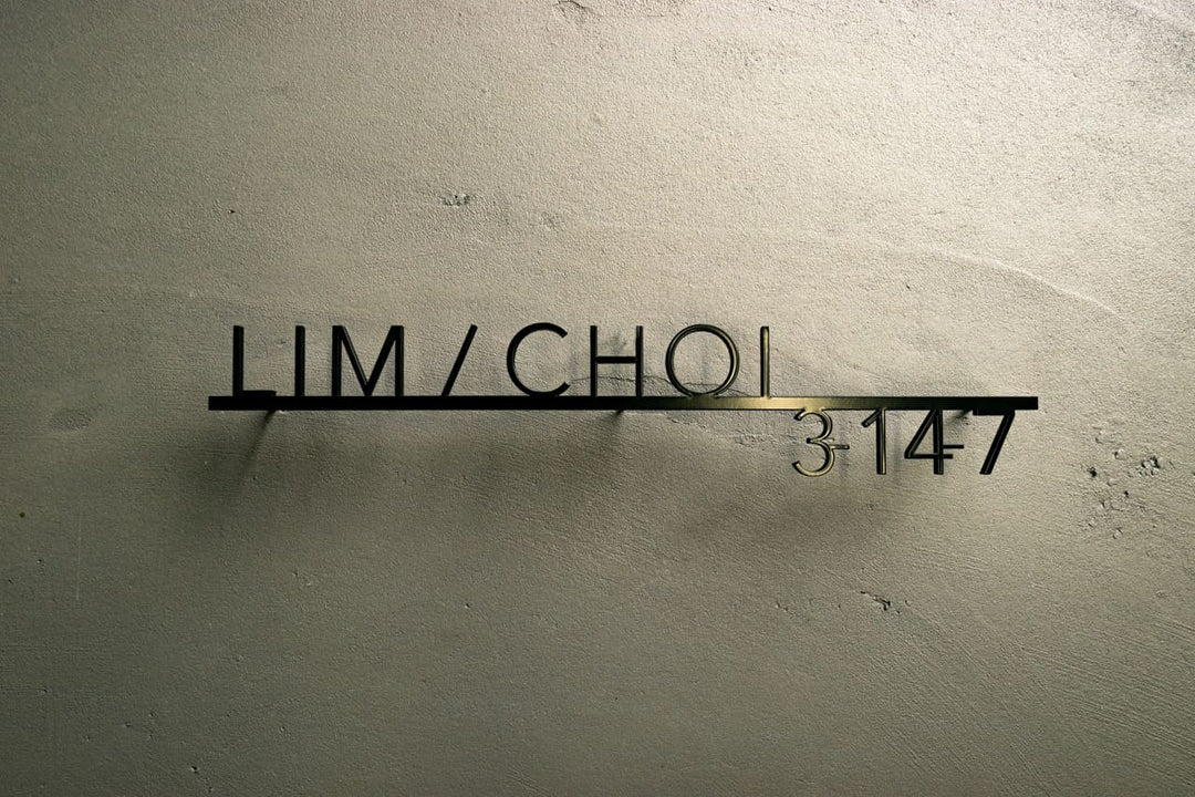 6mm厚 ステンレス2世帯表札【Avenir DX】選べる番地オプション オーダーメイド 連名