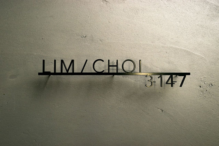 6mm厚 ステンレス2世帯表札【Avenir DX】選べる番地オプション オーダーメイド 連名