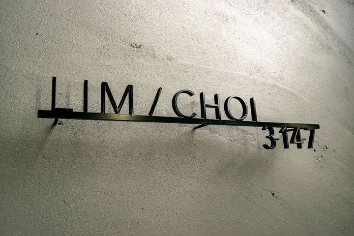 6mm厚 ステンレス2世帯表札【Avenir DX】選べる番地オプション オーダーメイド 連名